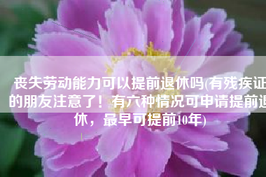 丧失劳动能力可以提前退休吗(有残疾证的朋友注意了！有六种情况可申请提前退休，最早可提前10年)