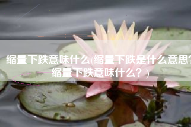 缩量下跌意味什么(缩量下跌是什么意思？缩量下跌意味什么？)