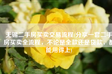 无锡二手房买卖交易流程(分享一套二手房买卖全流程，不论是全款还是贷款，都能用得上)