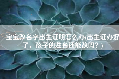 宝宝改名字出生证明怎么办(出生证办好了，孩子的姓名还能改吗？)