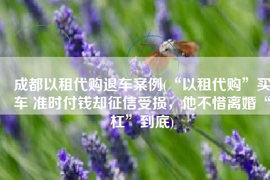 成都以租代购退车案例(“以租代购”买车 准时付钱却征信受损，他不惜离婚“杠”到底)
