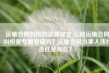 运输合同纠纷的法律规定(公路运输合同纠纷是专属管辖吗？运输合同当事人违约责任是哪些？)