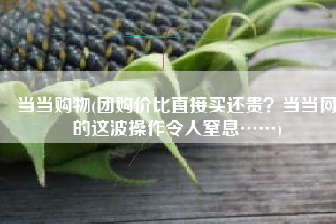 当当购物(团购价比直接买还贵？当当网的这波操作令人窒息……)
