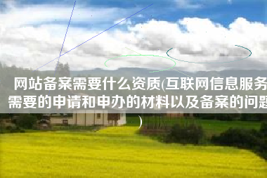 网站备案需要什么资质(互联网信息服务需要的申请和申办的材料以及备案的问题)