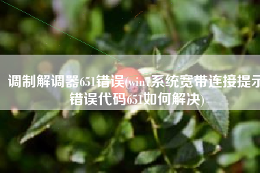 调制解调器651错误(win7系统宽带连接提示错误代码651如何解决)