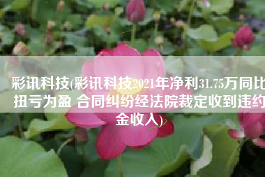 彩讯科技(彩讯科技2021年净利31.75万同比扭亏为盈 合同纠纷经法院裁定收到违约金收入)