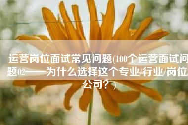 运营岗位面试常见问题(100个运营面试问题02——为什么选择这个专业/行业/岗位/公司？)