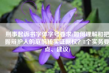 刑事起诉书字体字号要求(如何理解和把握辩护人的庭前核实证据权？8个实务要点、建议)