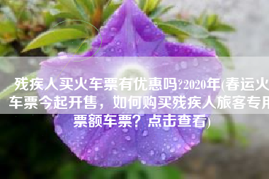 残疾人买火车票有优惠吗?2020年(春运火车票今起开售，如何购买残疾人旅客专用票额车票？点击查看)