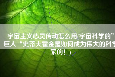 宇宙主义心灵传动怎么用(宇宙科学的”巨人“史蒂夫霍金是如何成为伟大的科学家的！)