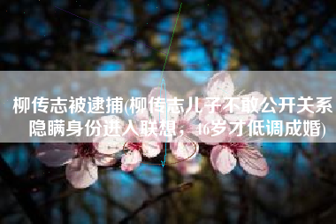 柳传志被逮捕(柳传志儿子不敢公开关系，隐瞒身份进入联想，46岁才低调成婚)