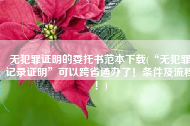 无犯罪证明的委托书范本下载(“无犯罪记录证明”可以跨省通办了！条件及流程！)