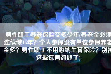 男性职工养老保险交多少年(养老金必须连续缴15年？个人参保没有单位参保养老金多？男性职工不用缴纳生育保险？别被这些谣言忽悠了)