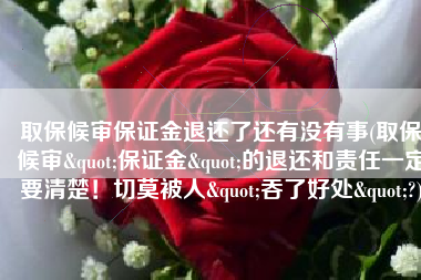 取保候审保证金退还了还有没有事(取保候审"保证金"的退还和责任一定要清楚！切莫被人"吞了好处"?)