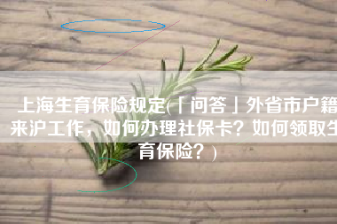 上海生育保险规定(「问答」外省市户籍来沪工作，如何办理社保卡？如何领取生育保险？)