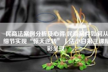民商法案例分析及心得(民商案件如何从细节实现“惊天逆转”丨法小白第三课精彩呈现)
