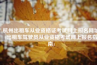 杭州出租车从业资格证考试网上报名网址(出租车驾驶员从业资格考试网上报名指南)