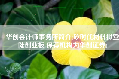 华创会计师事务所简介(矽时代材料拟登陆创业板 保荐机构为华创证券)