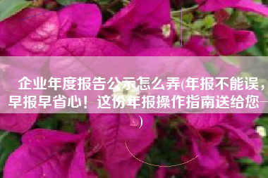 企业年度报告公示怎么弄(年报不能误，早报早省心！这份年报操作指南送给您→)