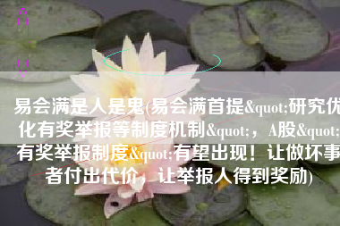 易会满是人是鬼(易会满首提"研究优化有奖举报等制度机制"，A股"有奖举报制度"有望出现！让做坏事者付出代价，让举报人得到奖励)