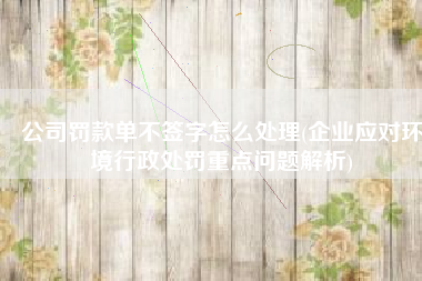 公司罚款单不签字怎么处理(企业应对环境行政处罚重点问题解析)