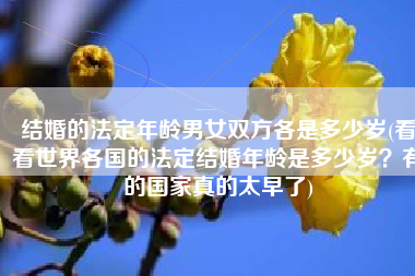 结婚的法定年龄男女双方各是多少岁(看看世界各国的法定结婚年龄是多少岁？有的国家真的太早了)