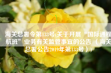 海关总署令第133号(关于开展“国际通程航班”业务有关监管事宜的公告 （海关总署公告2019年第133号）)