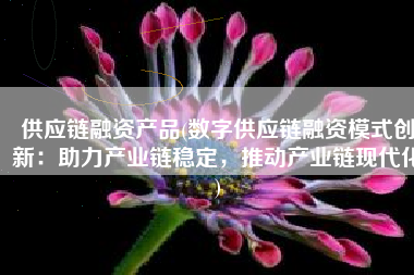 供应链融资产品(数字供应链融资模式创新：助力产业链稳定，推动产业链现代化)
