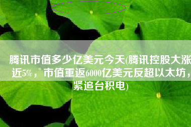 腾讯市值多少亿美元今天(腾讯控股大涨近5%，市值重返6000亿美元反超以太坊，紧追台积电)