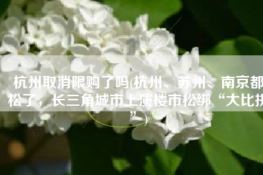 杭州取消限购了吗(杭州、苏州、南京都松了，长三角城市上演楼市松绑“大比拼”)