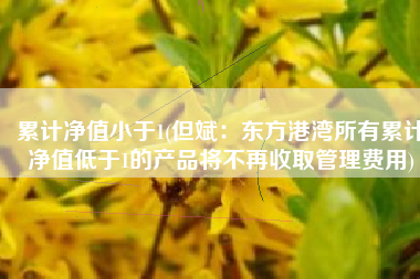 累计净值小于1(但斌：东方港湾所有累计净值低于1的产品将不再收取管理费用)