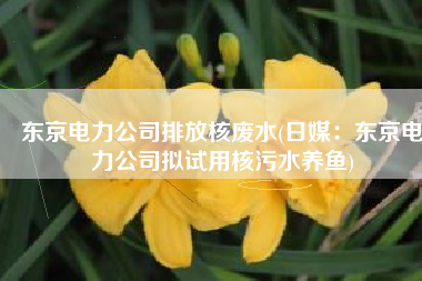东京电力公司排放核废水(日媒：东京电力公司拟试用核污水养鱼)