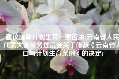 建议废除计划生育一票否决(云南省人民代表大会常务委员会关于修改《云南省人口与计划生育条例》的决定)