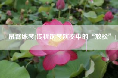 吊臂练琴(浅析钢琴演奏中的“放松”)