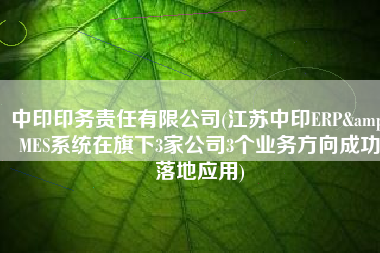 中印印务责任有限公司(江苏中印ERP&MES系统在旗下3家公司3个业务方向成功落地应用)