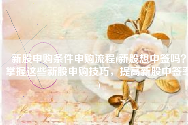 新股申购条件申购流程(新股想中签吗？掌握这些新股申购技巧，提高新股中签率)