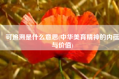 可追溯是什么意思(中华美育精神的内蕴与价值)