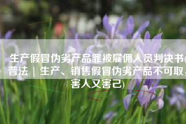 生产假冒伪劣产品罪被雇佣人员判决书(普法 | 生产、销售假冒伪劣产品不可取，害人又害己)