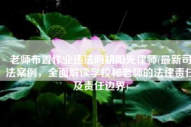 老师布置作业违法吗胡阳光律师(最新司法案例，全面解读学校和老师的法律责任及责任边界)