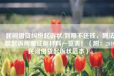 民间借贷纠纷起诉状(到期不还钱，到法院起诉所需证据材料一览表！（附：2019民间借贷起诉状范本）)