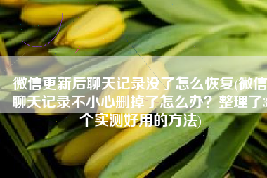 微信更新后聊天记录没了怎么恢复(微信聊天记录不小心删掉了怎么办？整理了3个实测好用的方法)