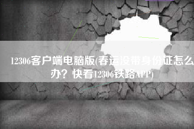 12306客户端电脑版(春运没带身份证怎么办？快看12306铁路APP)