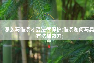 怎么写借条才受法律保护(借条如何写具有法律效力)