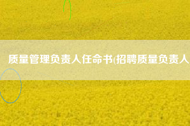 质量管理负责人任命书(招聘质量负责人)