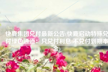 快鹿集团兑付最新公告(快鹿启动特殊兑付绿色通道：只兑付利息 不兑付到期本金)