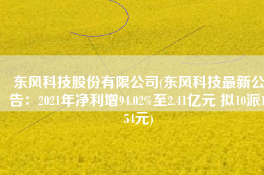 东风科技股份有限公司(东风科技最新公告：2021年净利增94.02%至2.41亿元 拟10派1.54元)