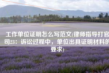 工作单位证明怎么写范文(律师指导打官司23：诉讼过程中，单位出具证明材料的要求)