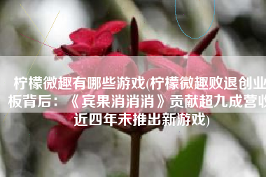 柠檬微趣有哪些游戏(柠檬微趣败退创业板背后：《宾果消消消》贡献超九成营收 近四年未推出新游戏)