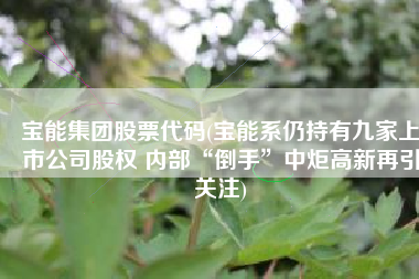 宝能集团股票代码(宝能系仍持有九家上市公司股权 内部“倒手”中炬高新再引关注)