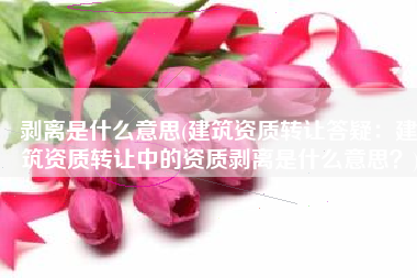 剥离是什么意思(建筑资质转让答疑：建筑资质转让中的资质剥离是什么意思？)